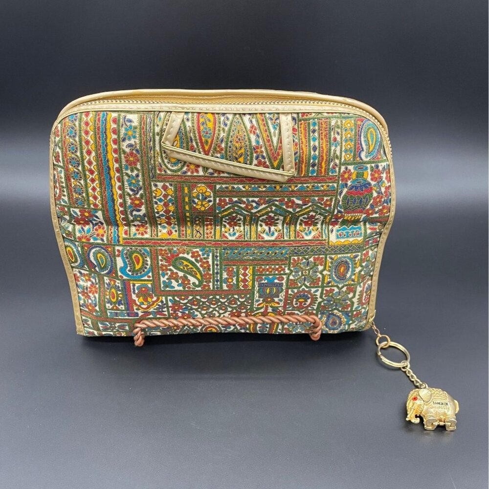 Vintage Travel Bag Cosmetics Case Bangkok Thailand Elephant Sewing Kit 1970s